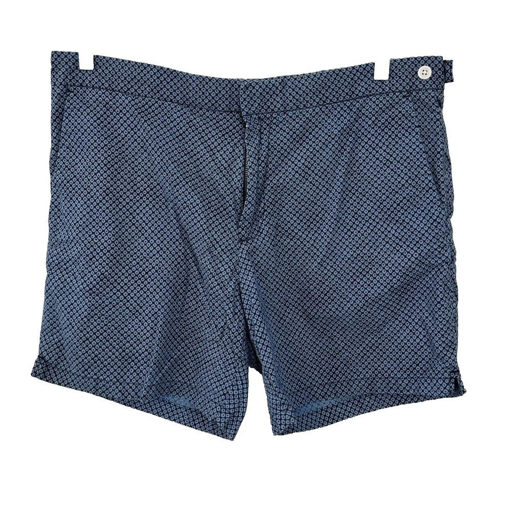 Club Monaco Shorts Mens 34 Blue Flat Front Chino‎ Casual Cotton 6" Inseam